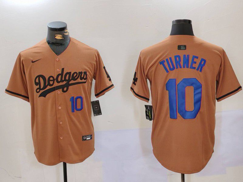 Men Los Angeles Dodgers #10 Turner army green joint name 2024 Nike MLB Jersey style 1->los angeles dodgers->MLB Jersey